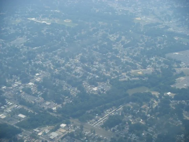 A view of Audubon, New Jersey taken from an airplane.