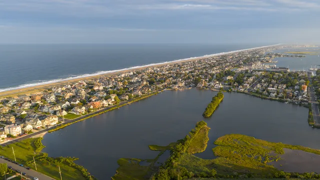 The town of Bay Head, NJ viewed aerially.