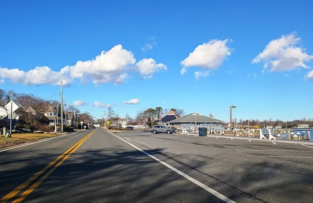 Photo of northbound County Route 617 (Compass Avenue) in Beachwood , New Jersey with a view of the Beachwood Community Center on the right. Photo taken looking north-northwest bet...