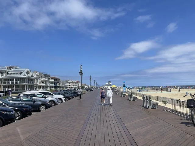 A view of the boardwalk in Belmar, New Jersey looking north at 13th Avenue