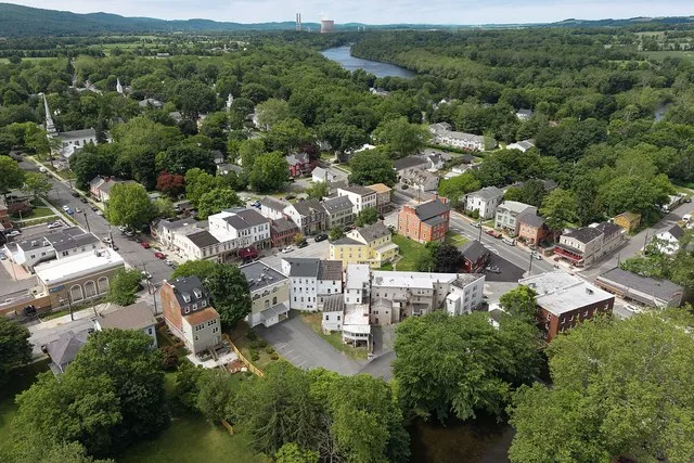 Aerial view of downtown Belvidere, New Jersey (pop. 2,520).