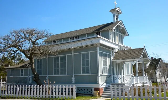 Saint Peter's-By-The-Sea Episcopal Church on NRHP since August 3, 1995. At Jct. of Ocean Ave. and Lake Dr. (south of Sunset Blvd.) in Cape May Point, Cape May County, New Jersey....