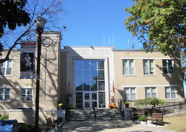 Photo of the Carlstadt Memorial Municipal Building in Carlstadt , New Jersey . Photo taken from Madison Street looking northwest.