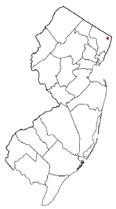 Karte des US-Bundesstaates New Jersey, unterteilt nach Counties, Stadt Closter hervorgehoben Lizenzstatus: GNU-FDL