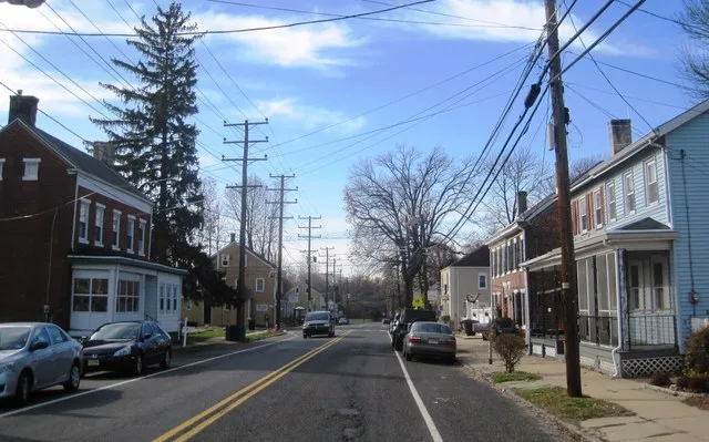 Photo of Fieldsboro , New Jersey . Photo taken looking south along Fourth Street ( County Route 662 ) approaching Washington Street.