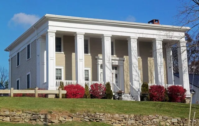 The Lawrence Mansion , an 1841 wooden Greek Revival house in Hamburg , Sussex County, New Jersey. It is on the National Register of Historic Places .