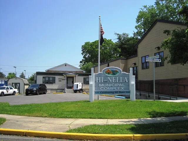 Photo of the Hi-Nella , New Jersey municipal complex as taken from Wykagyl Road.