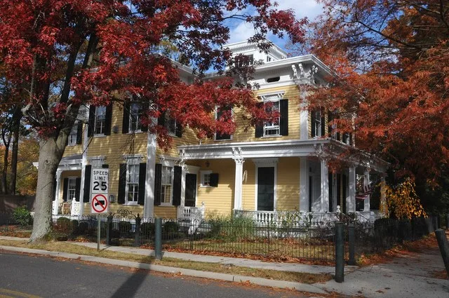 1856; CARPENTER ITALIANATE; APPARENTLY THE HOUSE IS NAMED FOR SAMUEL SLOAN, A MERCHANT WHO CAME TO HIGHTSTOWN IN THE 1850’S AND NOT AS ORIGINALLY THOUGHT FOR THE FAMED ARCHITECT S...