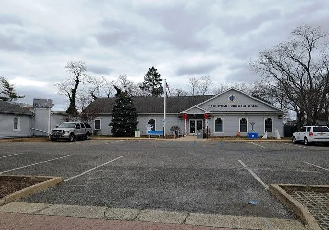 Photo of the Lake Como , New Jersey Borough Hall. Photo taken from County Route 30 (Main Street) looking east.