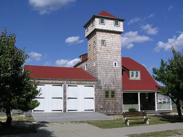 Front view of the Squan Beach Life-Saving Station #9 located on Ocean Avenue and Second Avenue in Manaquan, NJ.