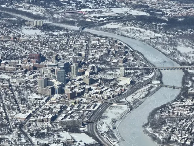 New Brunswick, New Jersey, from the air in February 2026