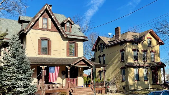 Washington Park Builder's Houses built 1882 in North Plainfield, New Jersey . Contributing properties #29 (76 Washington Avenue, right) and #30 (78, left) of the Washington Park H...