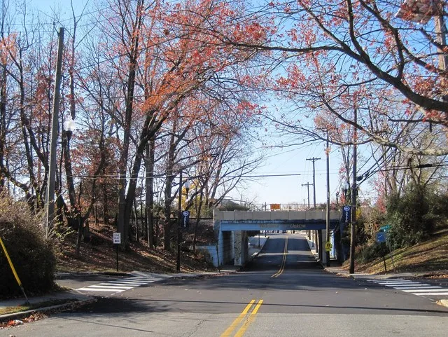 Photo of westbound County Route 649 (West Clinton Avenue) in Oaklyn , New Jersey . Photo taken looking west-southwest between CR 729 (Newton Avenue) and Manheim Avenue. An overpas...