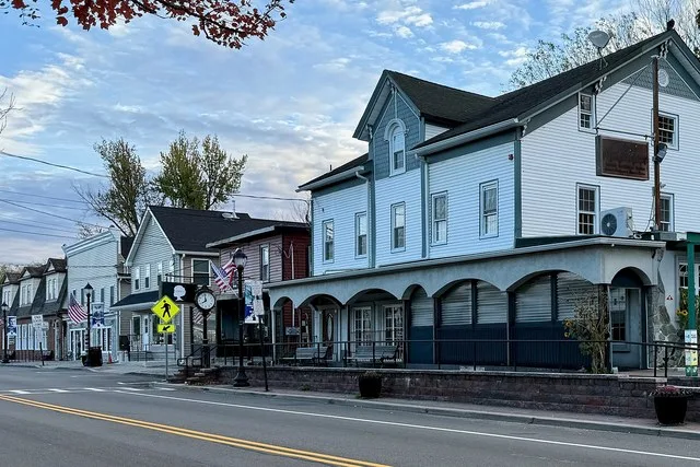 View of Main Street from the intersection with Passaic Avenue in Ogdensburg, New Jersey .