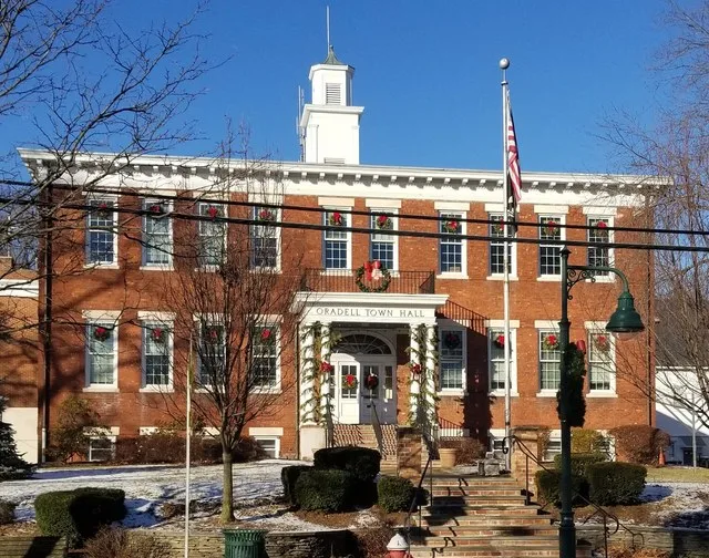 Oradell Borough Hall from Kinderkamack Road in January 2018
