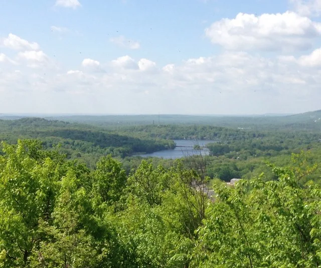 Pompton Lake viewed from the Lookout Trail in Ramapo Mountain State Forest, New Jersey