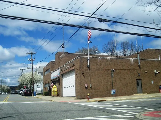 Photo of the Prospect Park , New Jersey borough hall and fire station. Photo taken from Brown Avenue at 10th Street looking north-northeast.