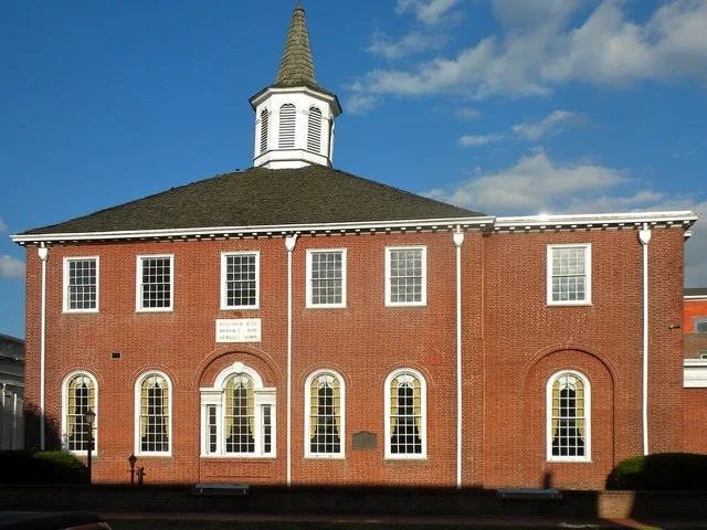 Salem Courthouse in Salem, New Jersey, photographed from Market Street. 2nd oldest active courthouse in the US. Entrance is now on Broadway (to the right) but that part of the bui...