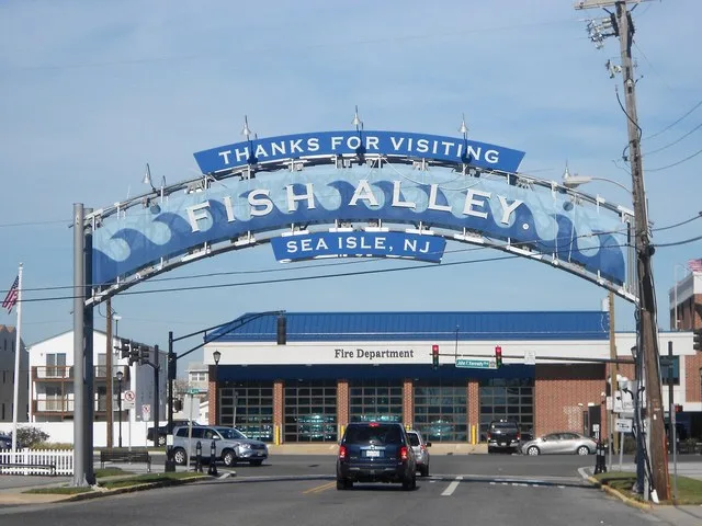 "Fish Alley" arch and Fire Department in Sea Isle, New Jersey