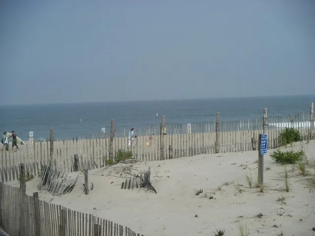 A view of the beach in Seaside Park, New Jersey south of Funtown Pier
