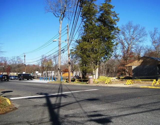 Photo of Somerdale Park in Somerdale , New Jersey . Photo taken from the intersection of Crestwood Avenue and Kennedy Boulevard looking north.