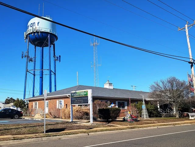 Photo of the Surf City , New Jersey municipal complex, officially the Leonard T. Connors Jr. Municipal Complex. Photo taken from County Route 607 (Long Beach Boulevard) looking no...