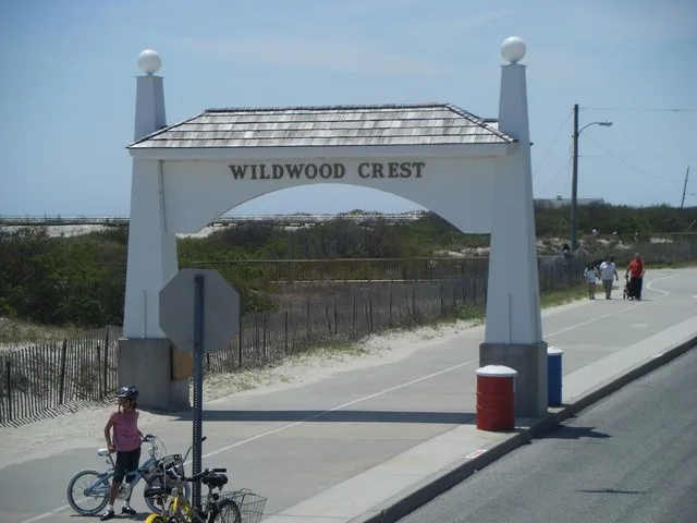 The arch to Wildwood Crest, New Jersey along the beach at the border with Wildwood, taken on Memorial Day 2008.