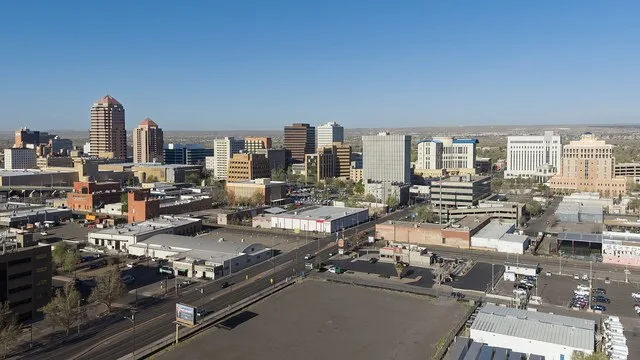 The skyline of downtown Albuquerque, New Mexico. The city is home to 564,000 residents and is the 32nd most populous city in the U.S.