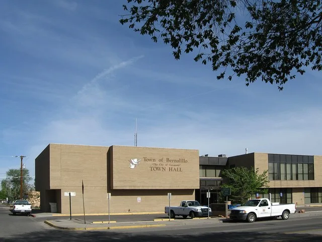 Bernalillo (New Mexico) Town Hall, located at 829 Camino del Pueblo. Architect: Guadalupe Castillo
