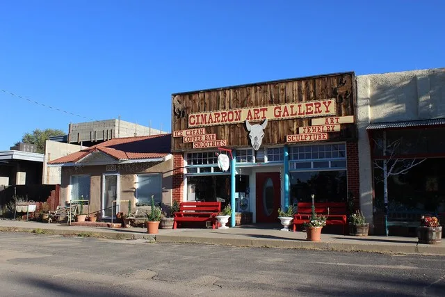 Cimarron Art Gallery in Downtown Cimarron, New Mexico.