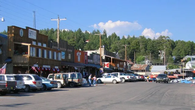 Downtown Cloudcroft, New Mexico , USA; taken on Burro Avenue looking east.