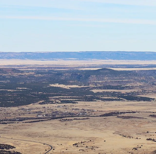 Folsom, New Mexico viewed from the Crater Rim Trail on Capulin Volcano .