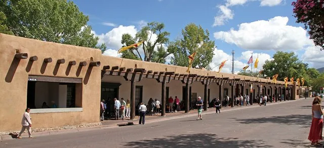 The Palace of the Governors is an adobe structure located on Palace Avenue on the Plaza of Santa Fe.