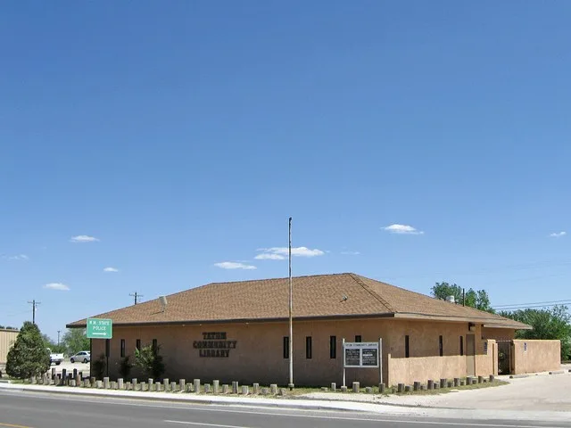 Tatum (New Mexico) Community Library, located at 323 E. Broadway in Tatum, New Mexico.