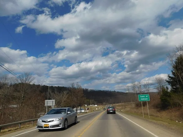 New York State Route 417 eastbound entering the town of Addison, New York .