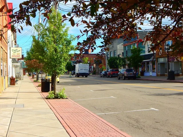 County Route 9 through Angola, New York .