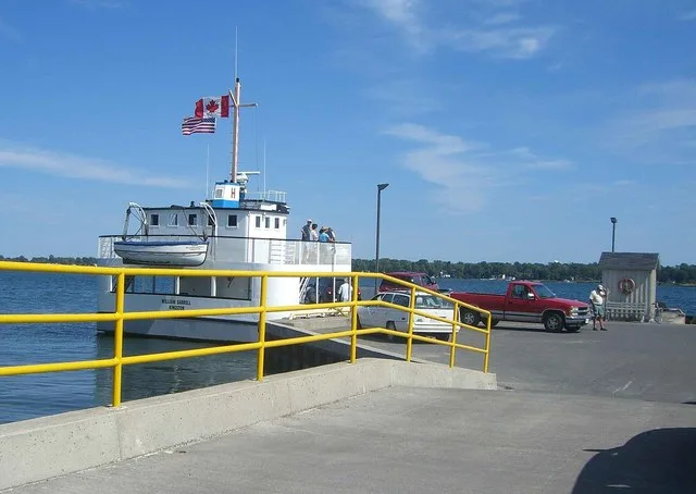 Ferry departing Wolfe Island, ON for Cape Vincent, NY