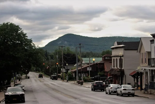 A row of businesses on Main Street in the village of Corinth, New York, June 21, 2021.