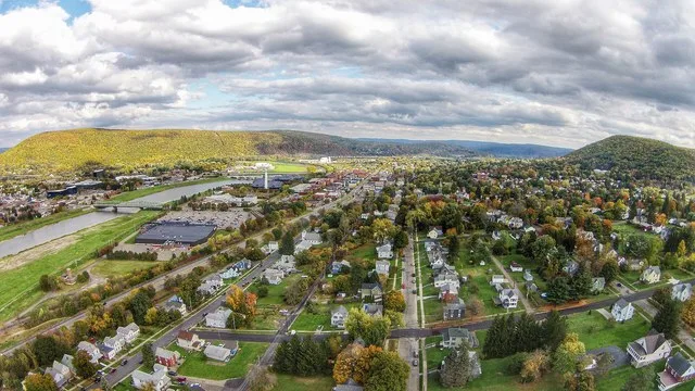 Aerial photo of Corning NY in Fall of 2014