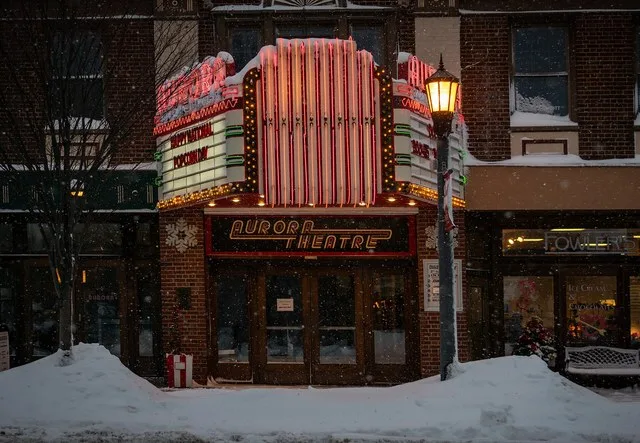 View of the Aurora Theatre from Main Street
