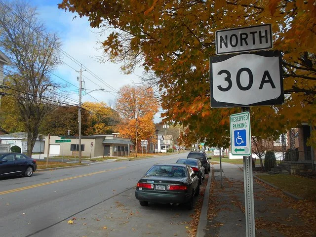 New York State Route 30A northbound in Fonda, New York .