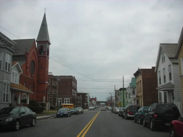 Green Island, New York. Hudson Avenue facing south, from near intersection with Bleeker Street