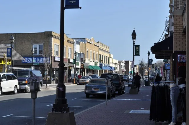 South Main Street, downtown Freeport, Long Island, New York.