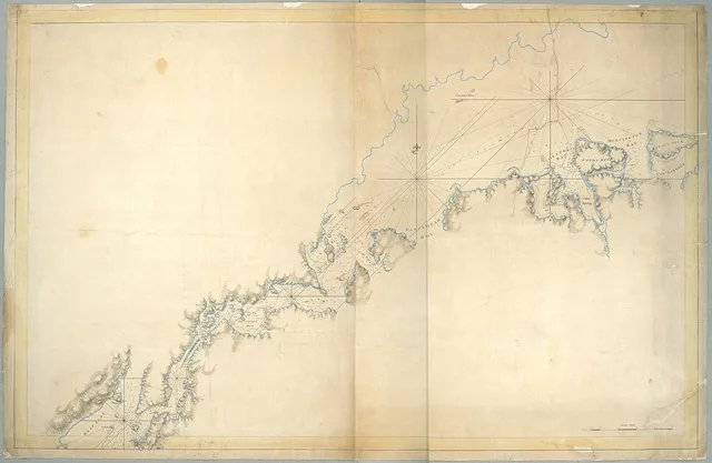 * Relief shown by hachures. Depths shown by soundings. Title adapted from LC Maps of North America, 1750-1789. National Endowment for the Humanities Grant for Access to Early Maps...