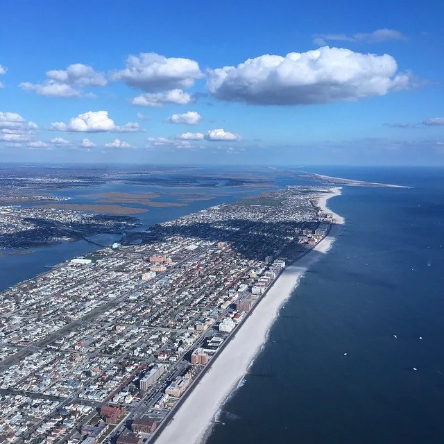 Aerial photograph of Long Beach, NY and environs from west-by-southwest.