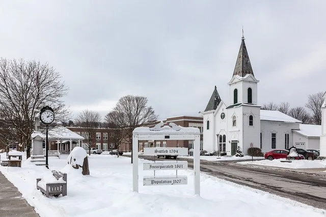 Marathon, New York town center in winter