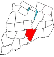 Map of Otsego County with Milford in red