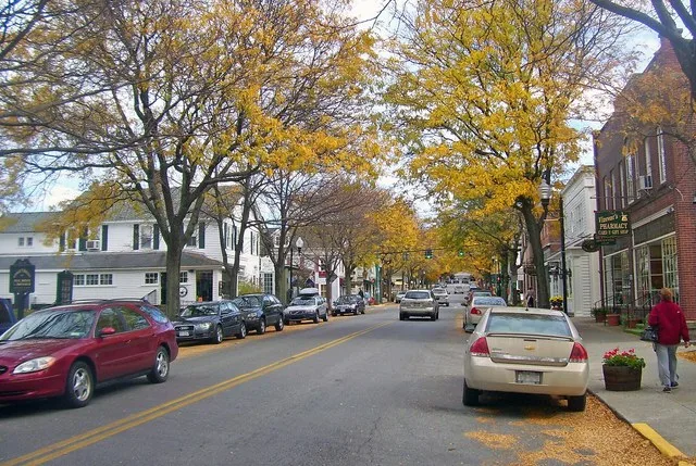 View east down Franklin Avenue in Millbrook , NY, USA