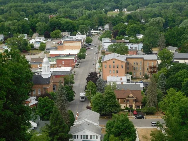 Montour Falls, New York from Mill Street above Shequaga Falls.