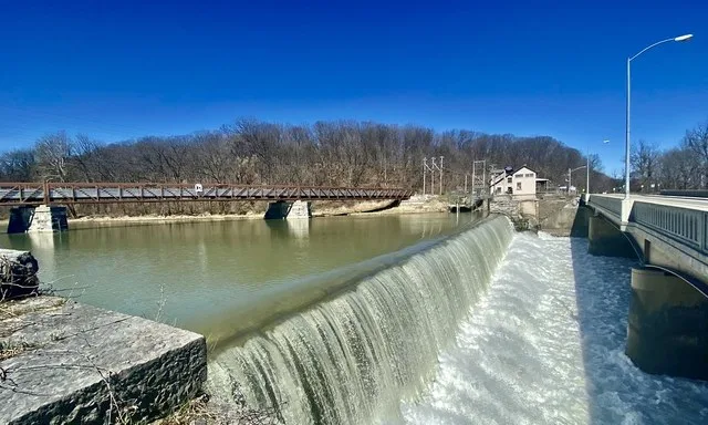 April 12, 2022: Genesee Valley Greenway, Mount Morris Lake and small dam, Mount Morris, New York
